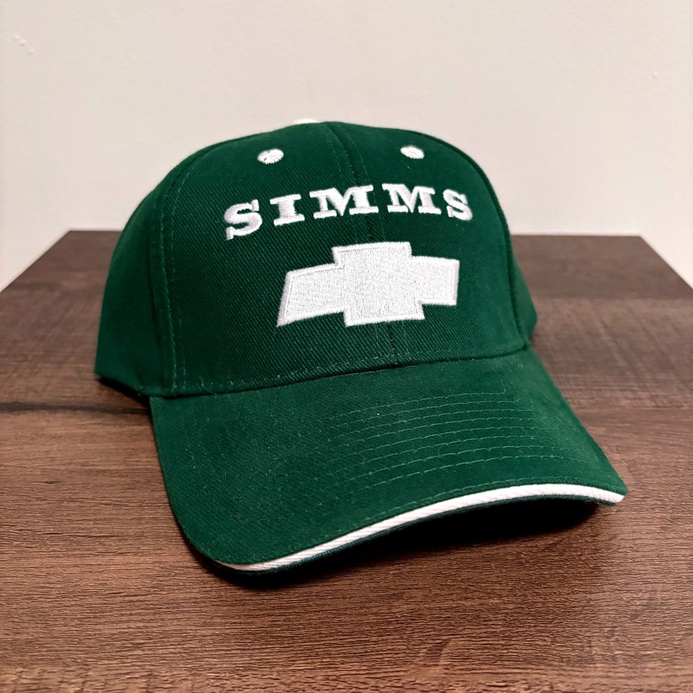 Simms Hat Green‎ White Chevrolet Trucker Baseball Cap One Size